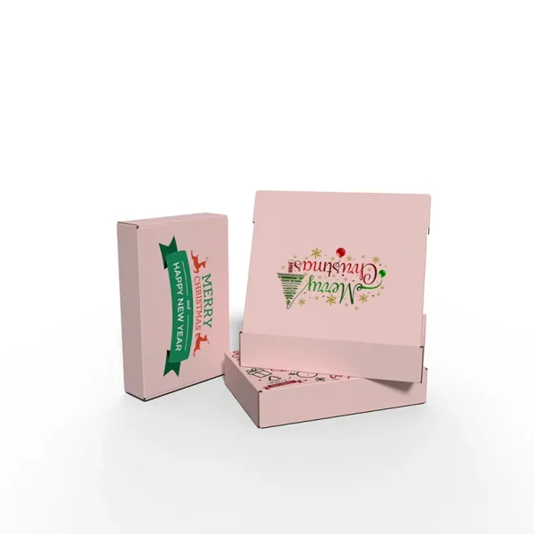 custom eco-friendly corrugated shipping box biodegradable baby pink christmas mailer box packaging with insert